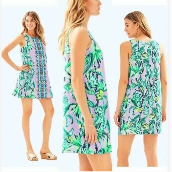 Lilly Pulitzer Sleeveless Lilac It's Impawsible Jackie Shift Mini Dress Size XS - Picture 1 of 11